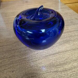 Purple glass apple paperweight/ decoration